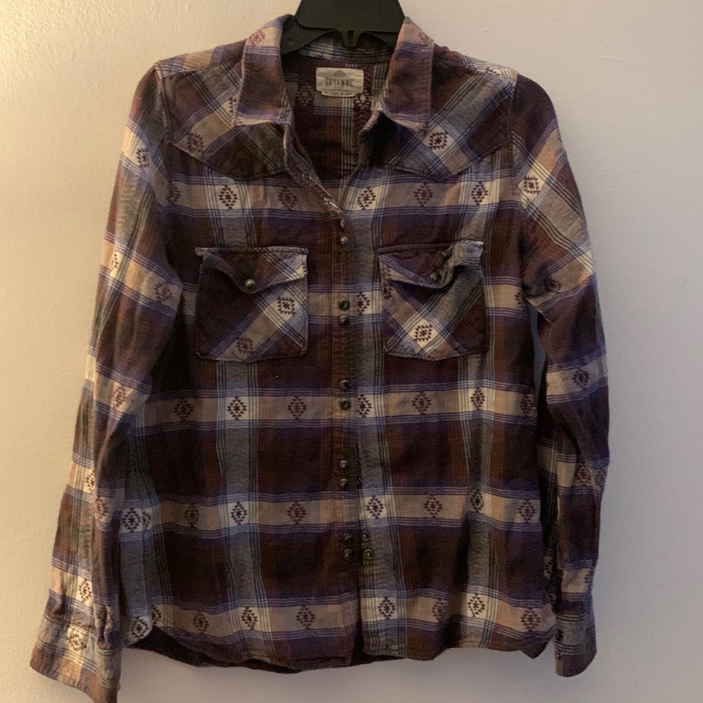 Shyanne Purple and Blue Casual Button Down Shirt - Preloved
